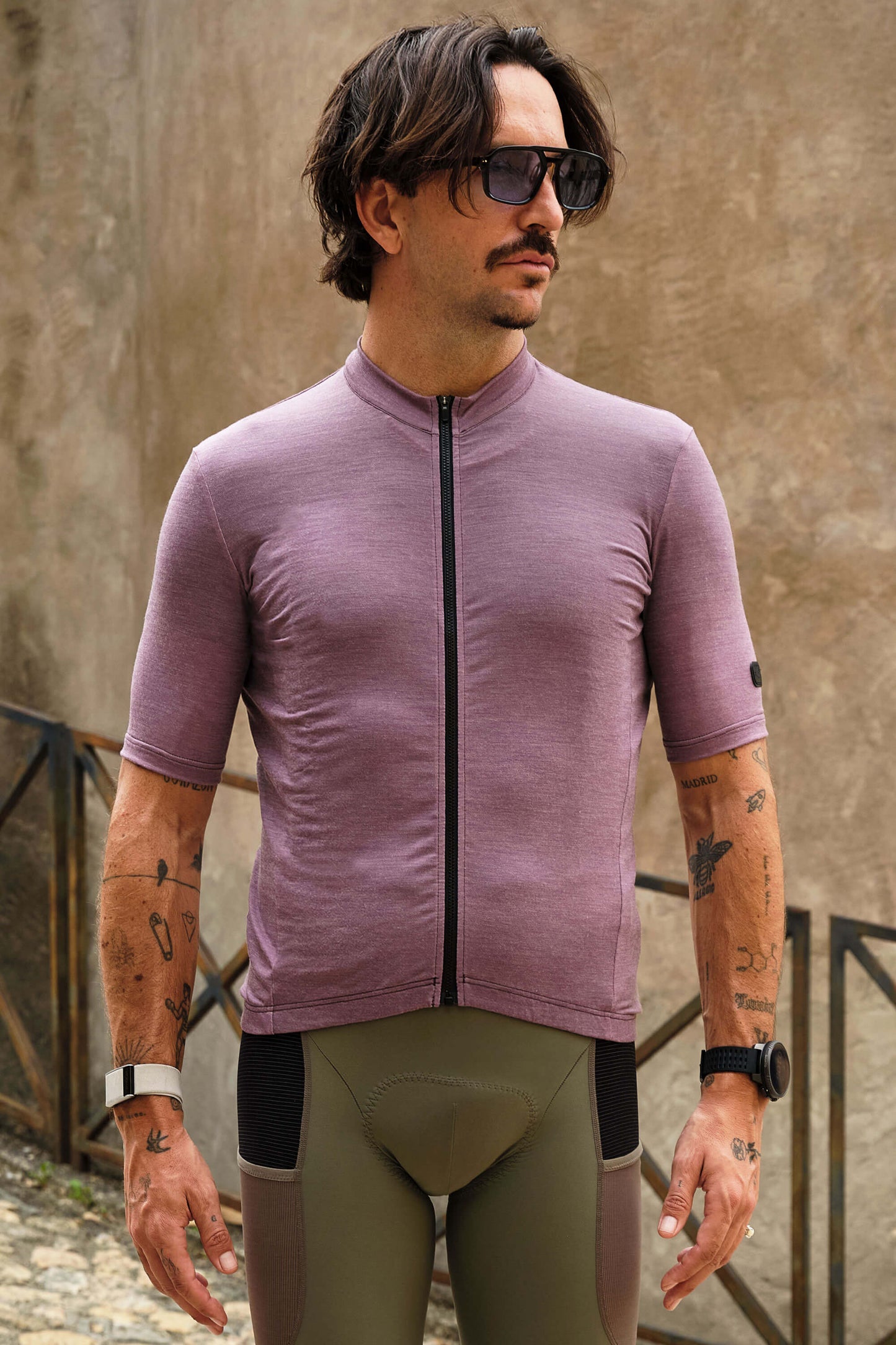 Beyond Gravel Wool Cycling-Jersey Unisex purple